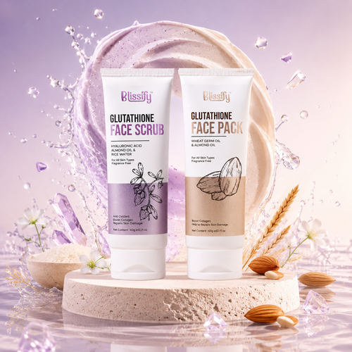 Blissify Glutathione Face Scrub & Face Mask Combo | Exfoliating, Brightening & Glow Skincare Kit