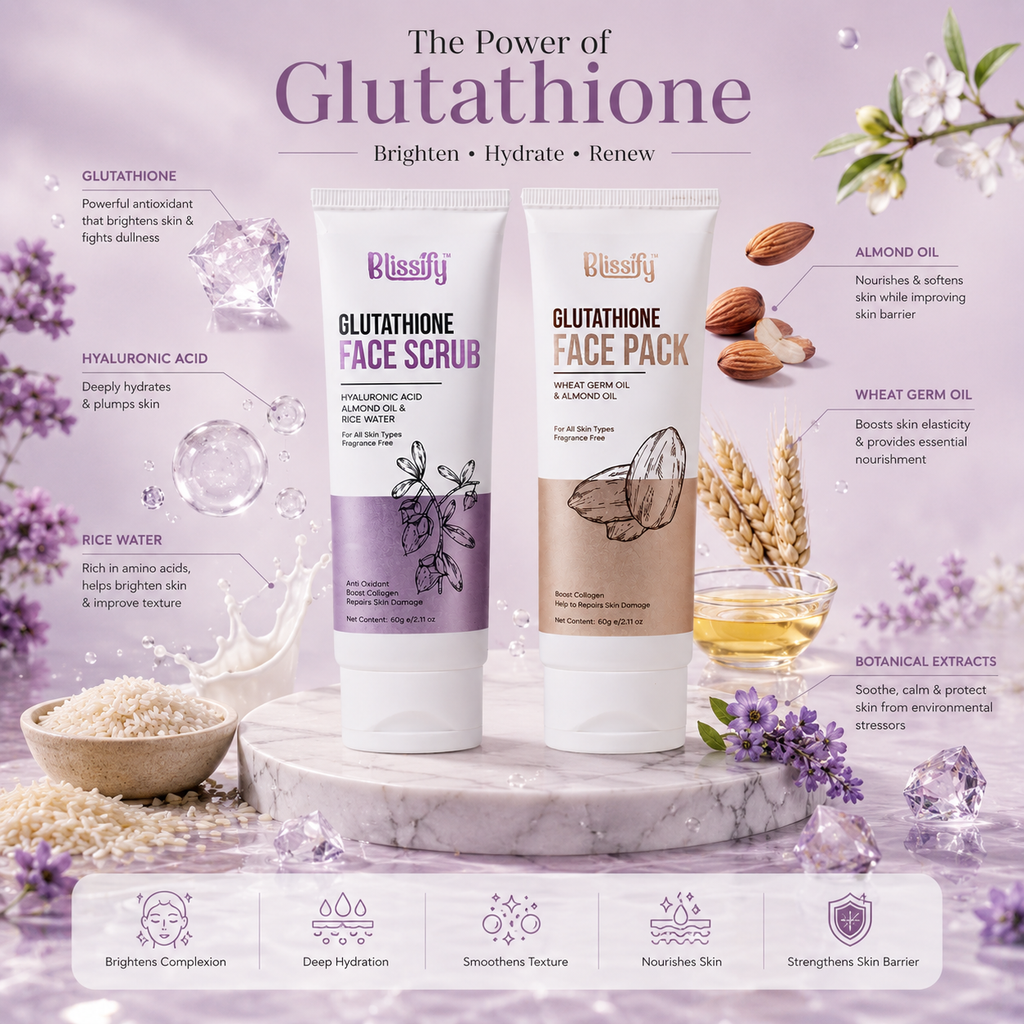 Blissify Glutathione Face Scrub & Face Mask Combo | Exfoliating, Brightening & Glow Skincare Kit