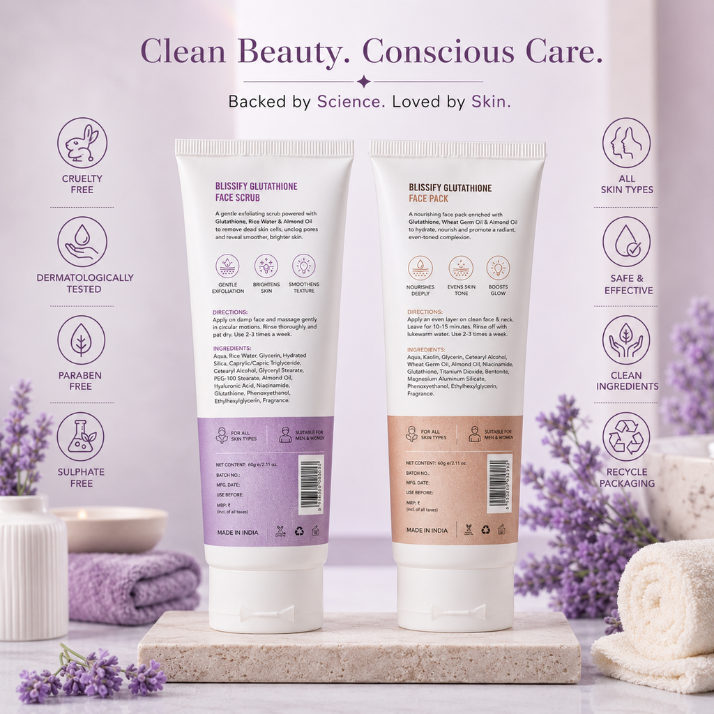 Blissify Glutathione Face Scrub & Face Mask Combo | Exfoliating, Brightening & Glow Skincare Kit